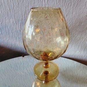 Empoli Amber Optic Snifter, Vintage Glass, Brandy Barware, Glassware